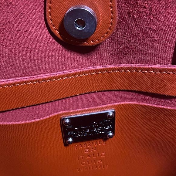 PULICATI Red Saffiano Genuine Italian Leather Large Shopper Tote Bag with Strap - Picture 9 of 14